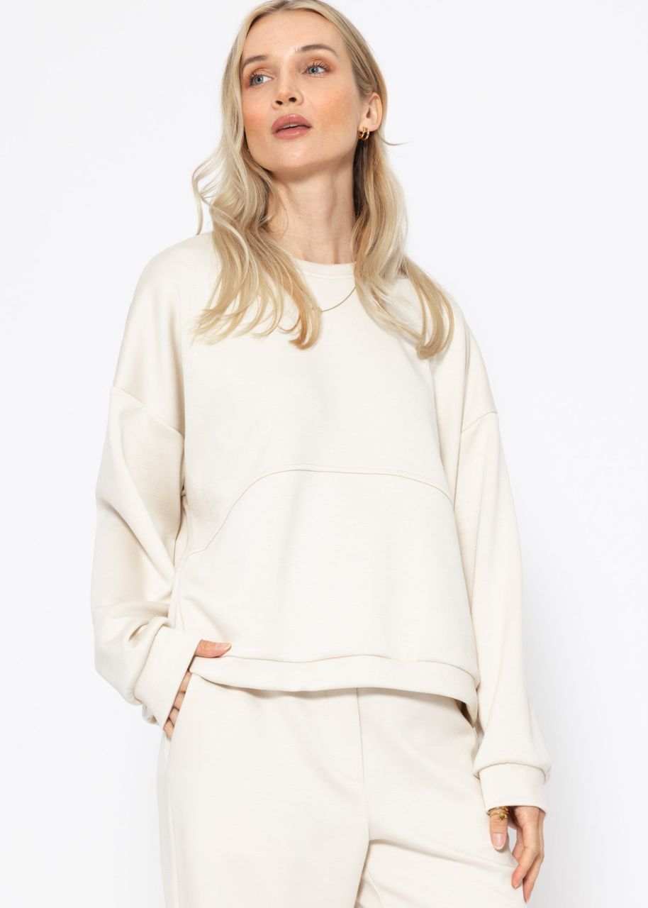 Soft sweatshirt with dividing seams - offwhite