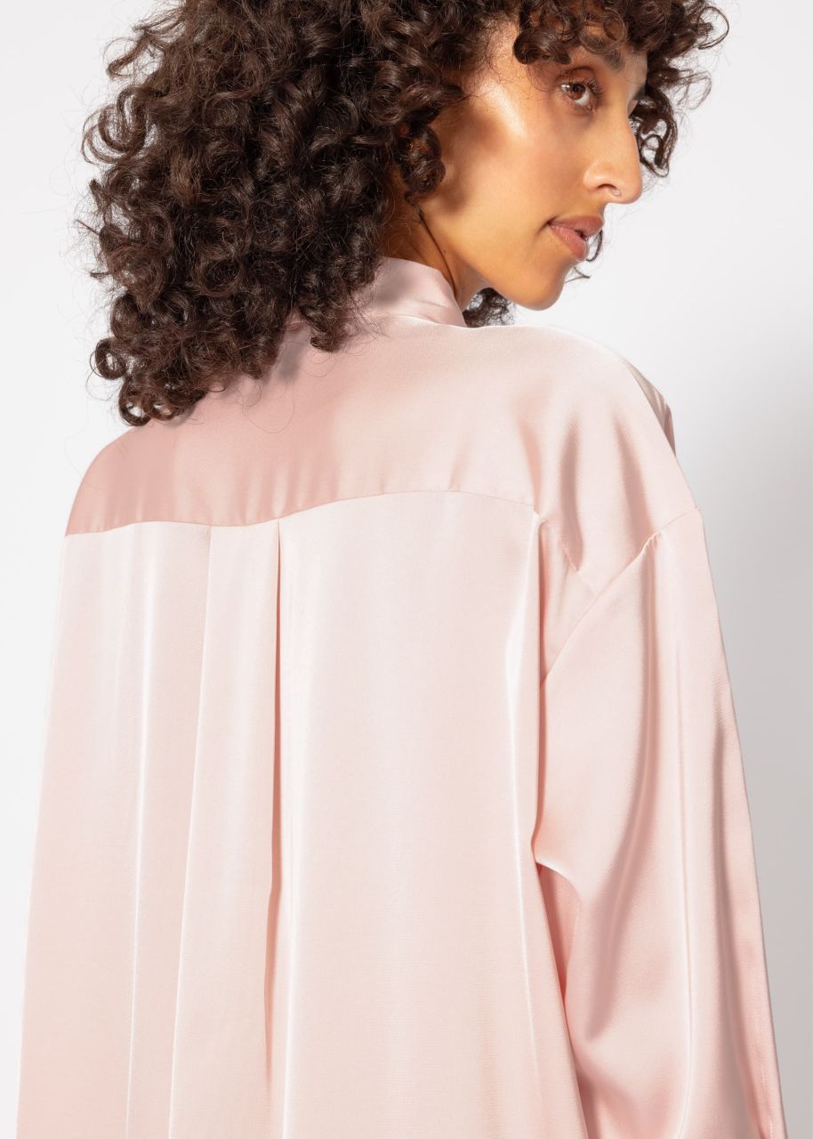 Oversize satin blouse - powder pink