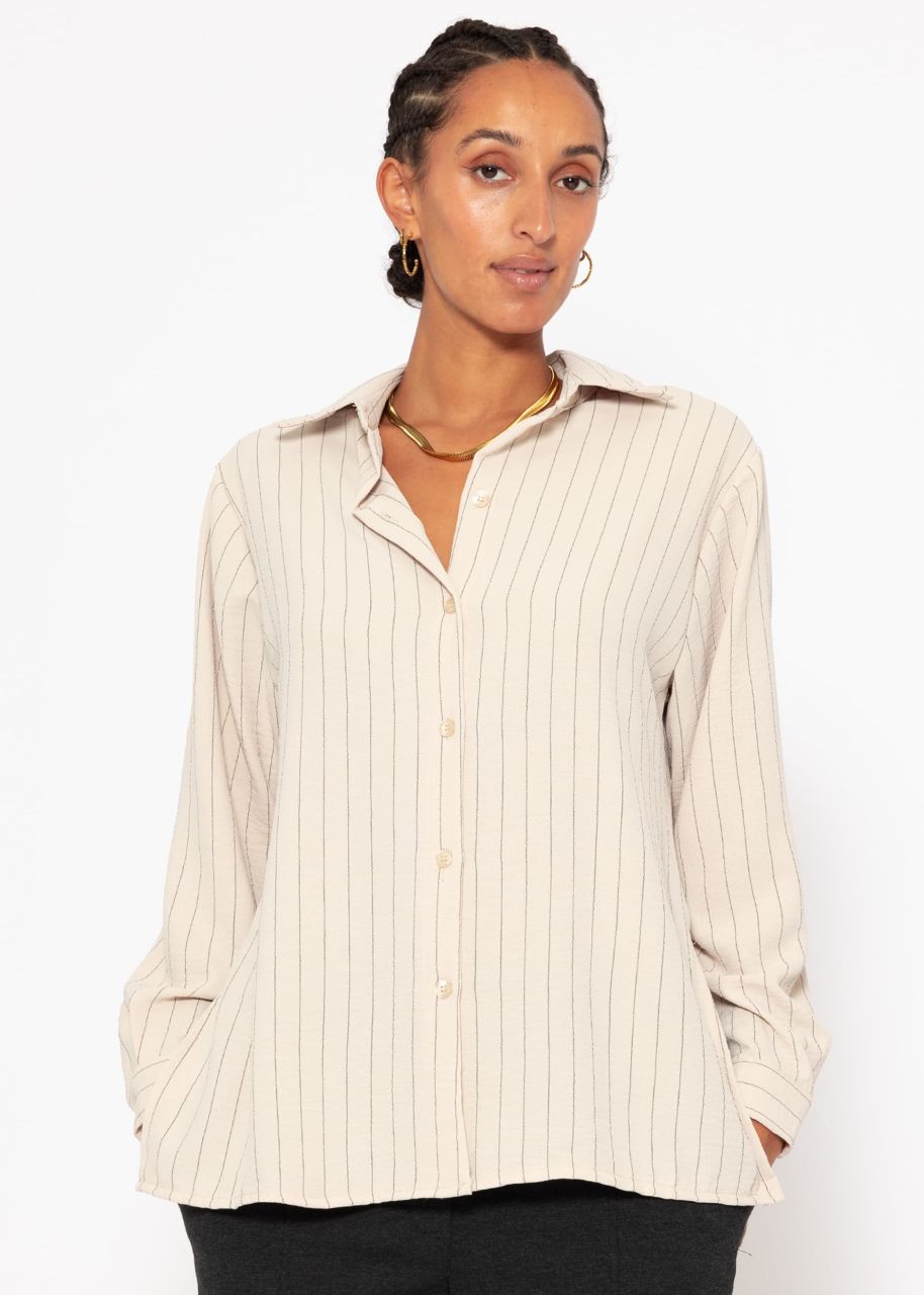 Classic cut blouse with stripes - beige