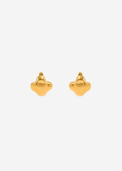 Clover-shaped stud earrings - gold