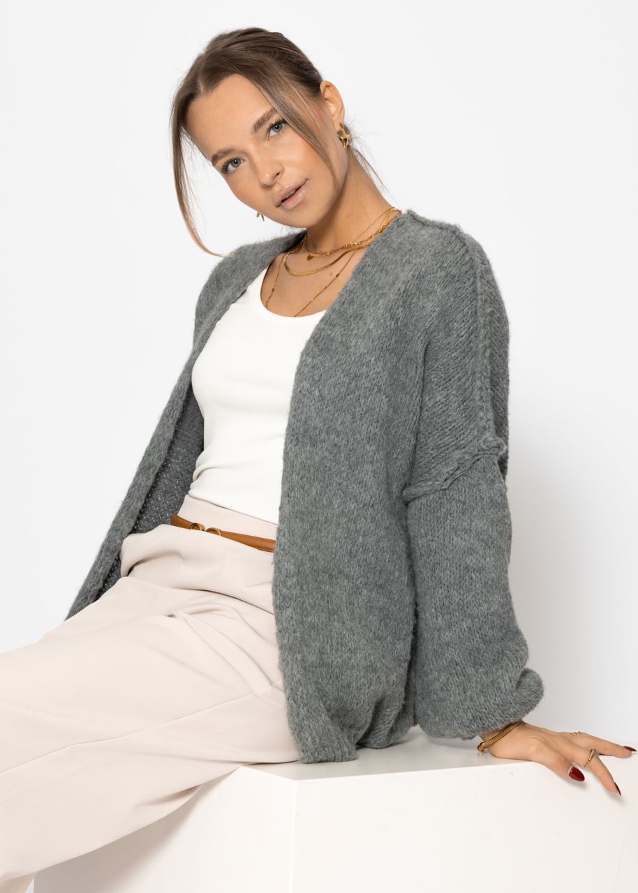 Casual cardigan with outer seams - dark grey