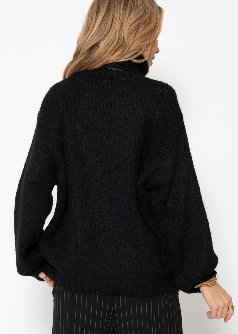 Oversize turtleneck jumper - black