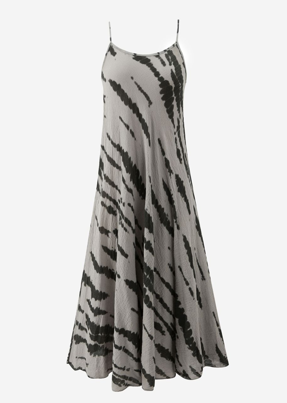 Muslin beach dress with zebra print - taupe