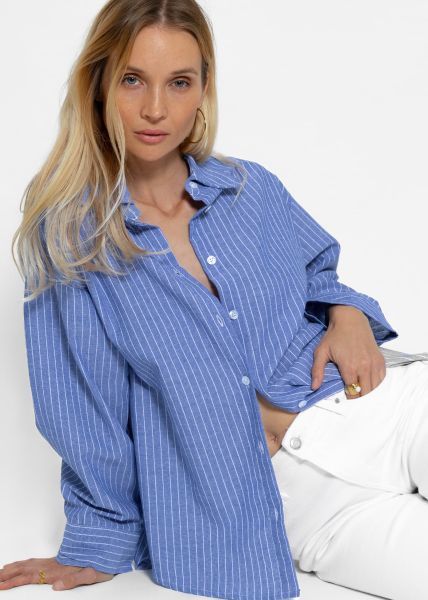 Oversize stripe blouse, blue / white