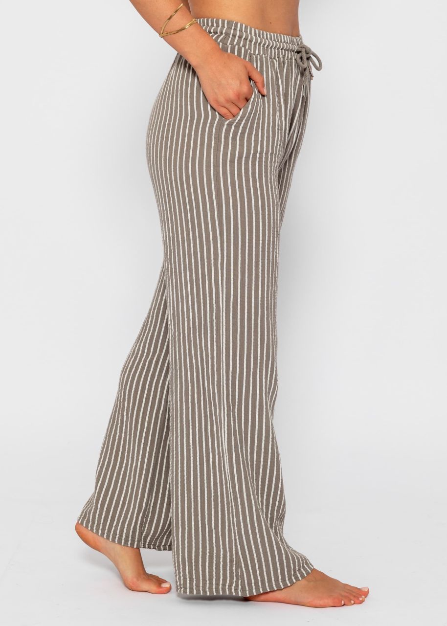 Striped muslin pants - taupe