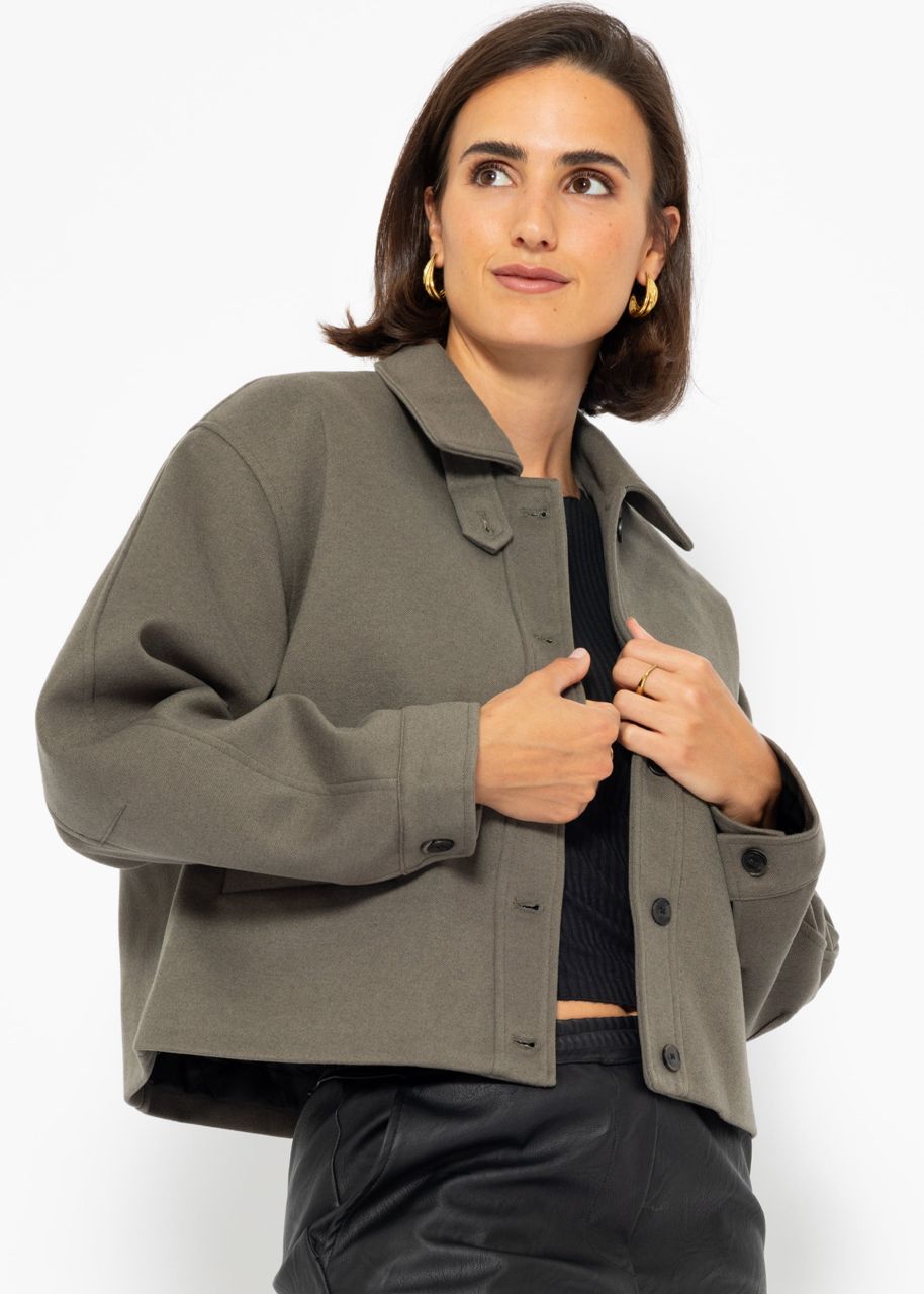 Short jacket with inner lining - khaki