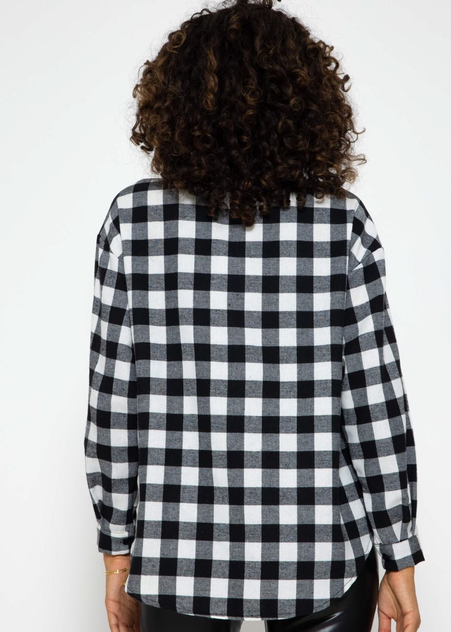 Checked blouse shirt - black and white