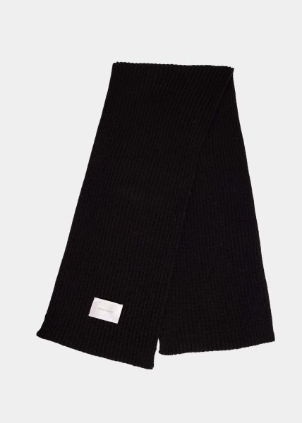 Ribbed knitted scarf - black