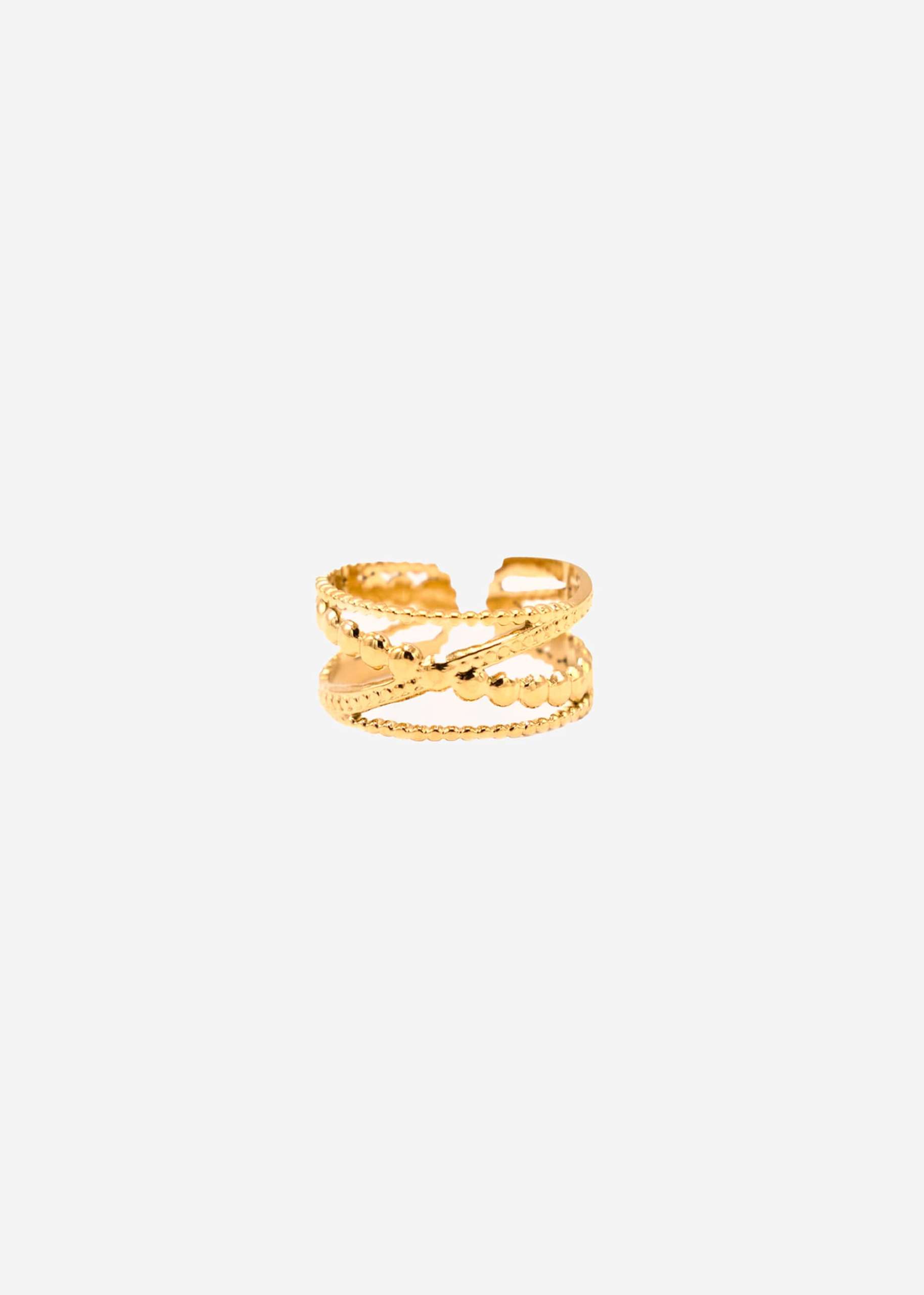 Filigree ring with crossed bars, gold