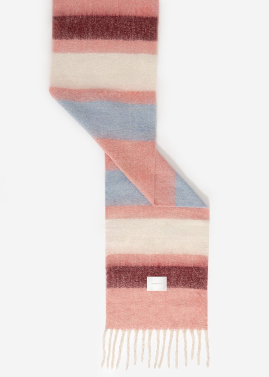 Striped fluffy scarf - pink-white-light blue