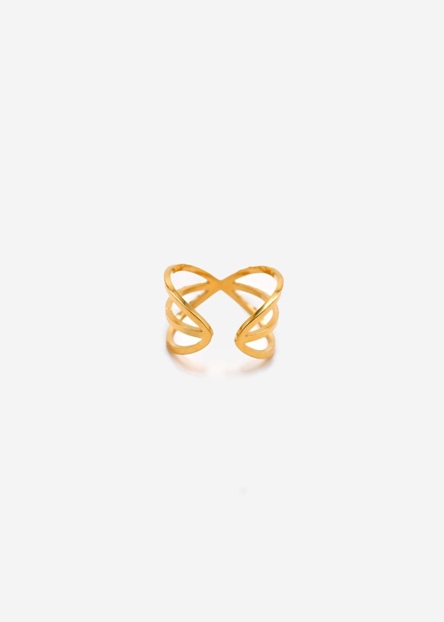 Ring with sparkling bars - gold