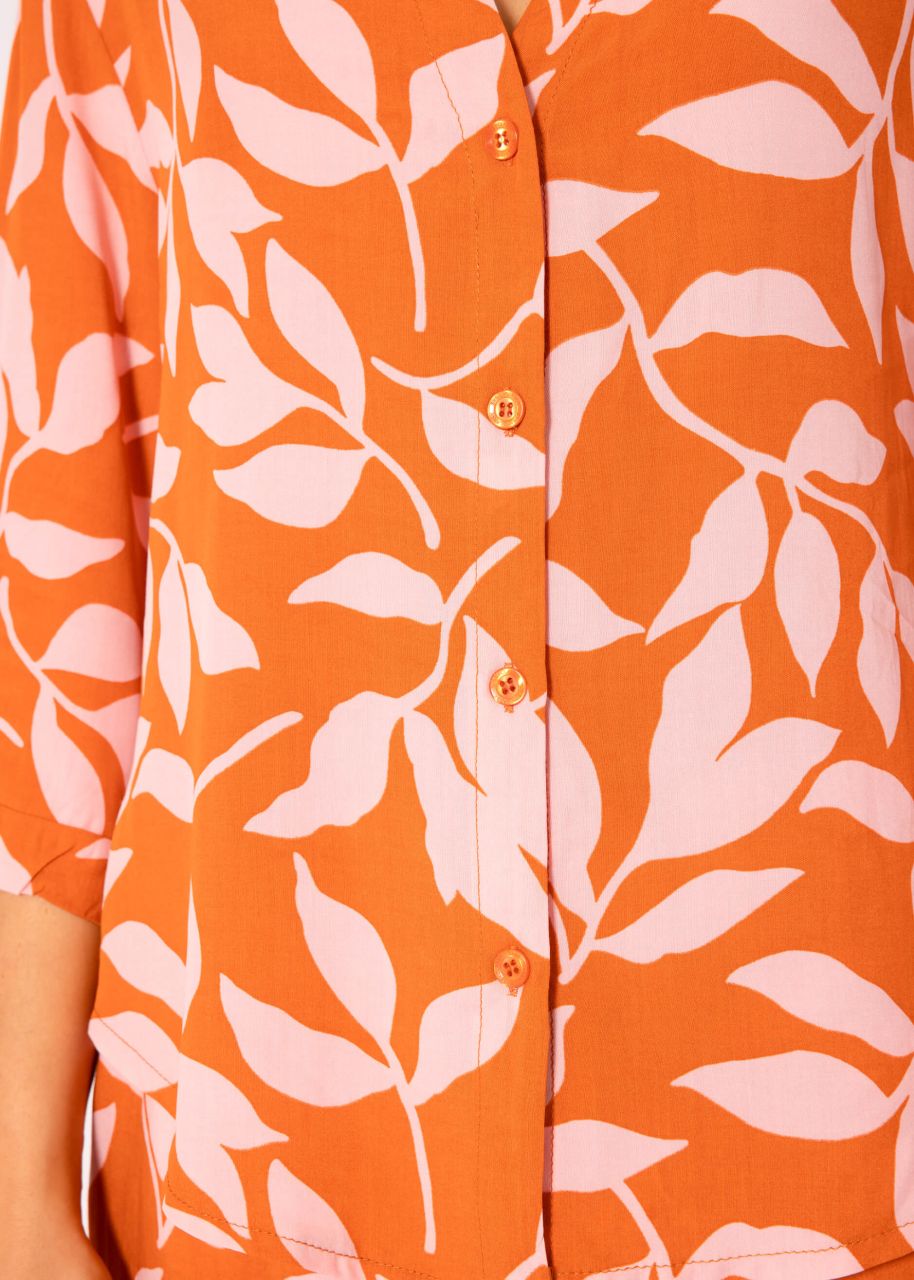 Viscose blouse with print, orange / pink