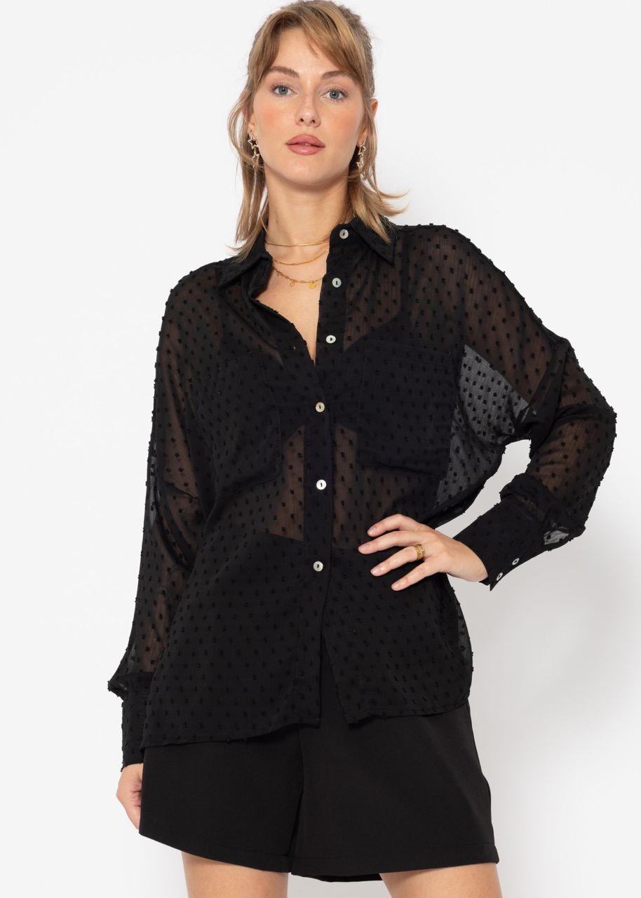 Oversize plumetis blouse, black