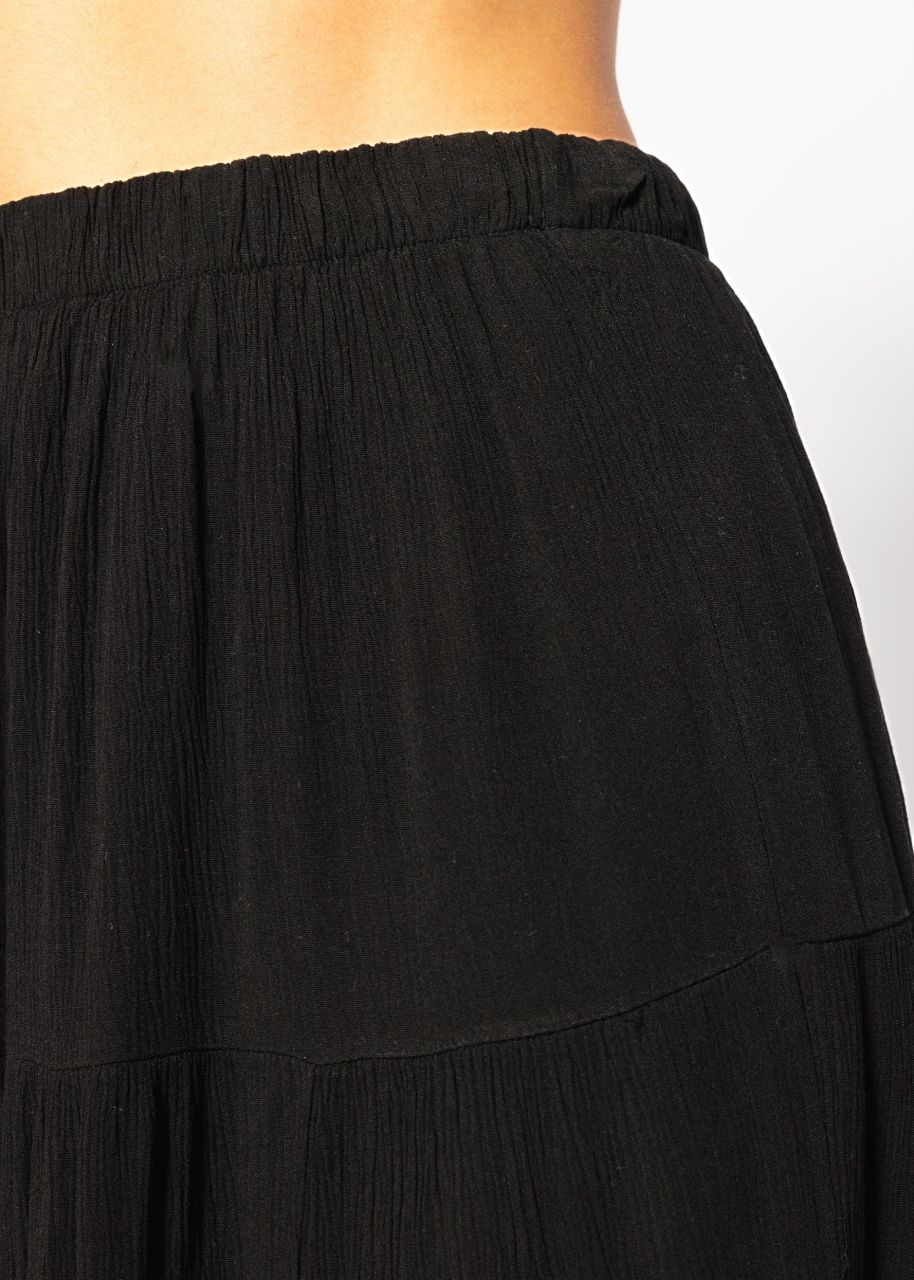 Maxi flounce skirt in crinkle look - black