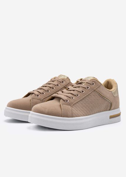 Sneaker with embossing, beige