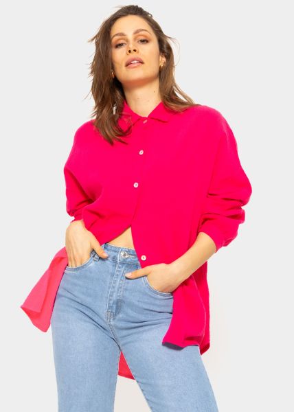 Regular fit muslin blouse - raspberry red