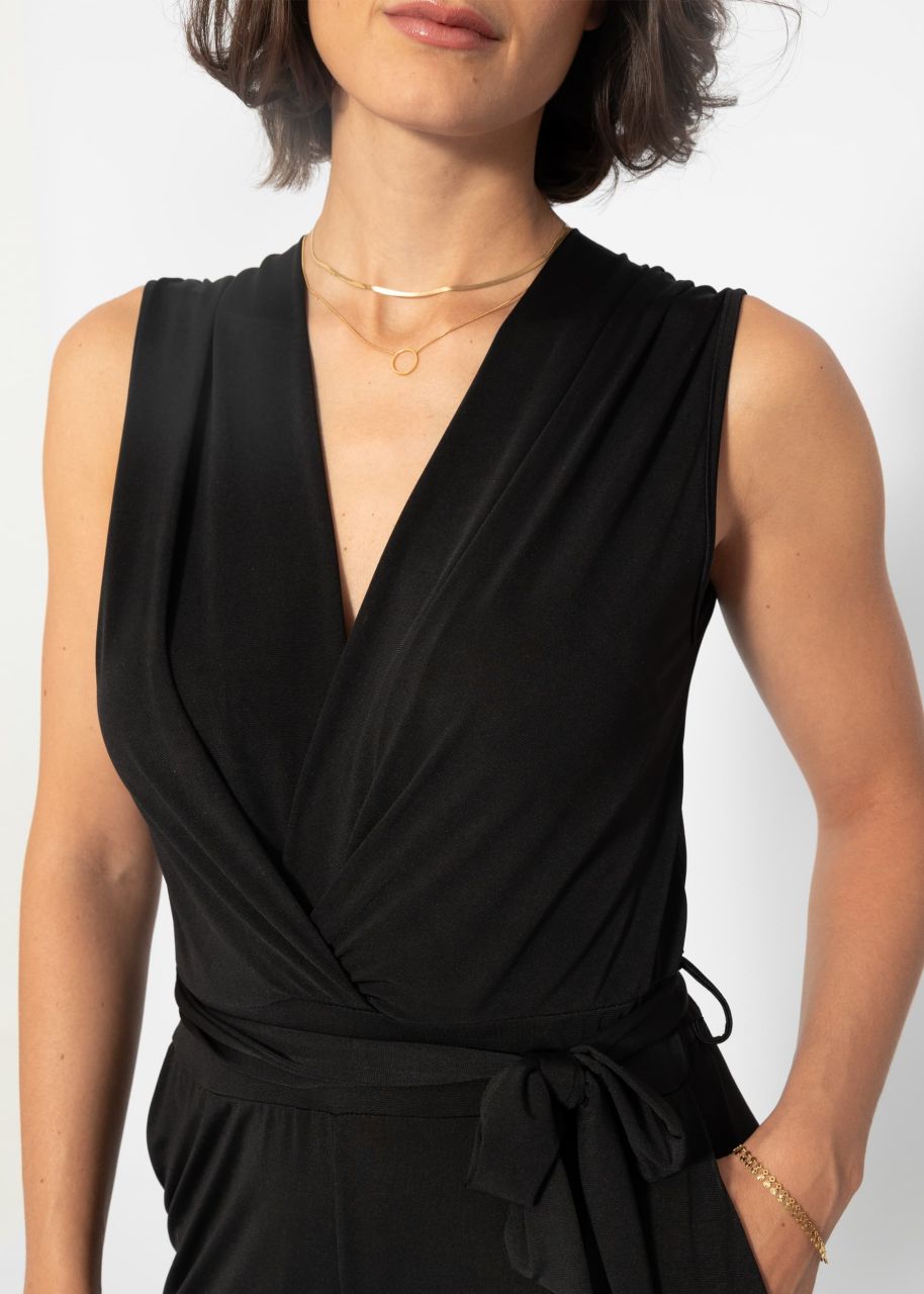 Flowing jersey jumpsuit - black