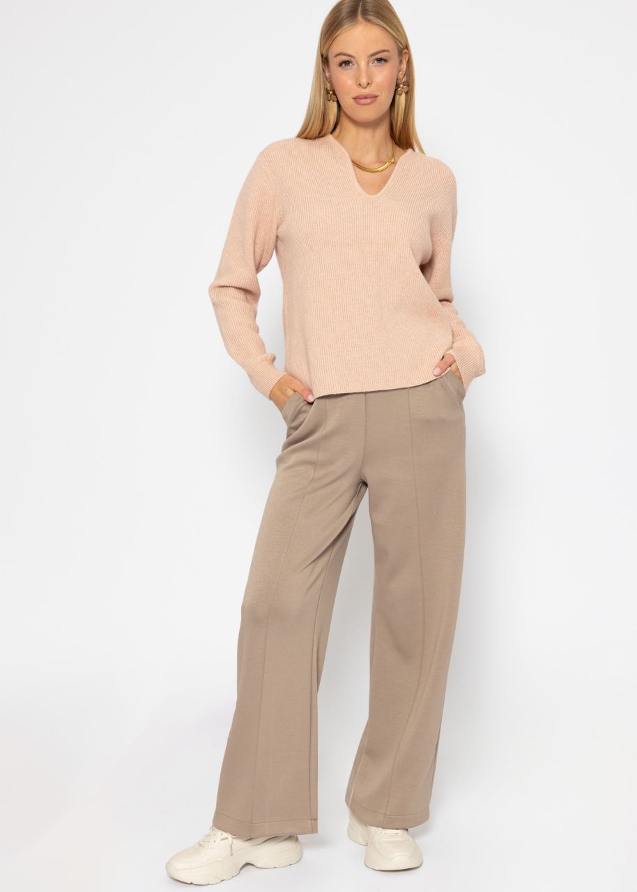 Jumper with accentuated V-neck - dusky pink