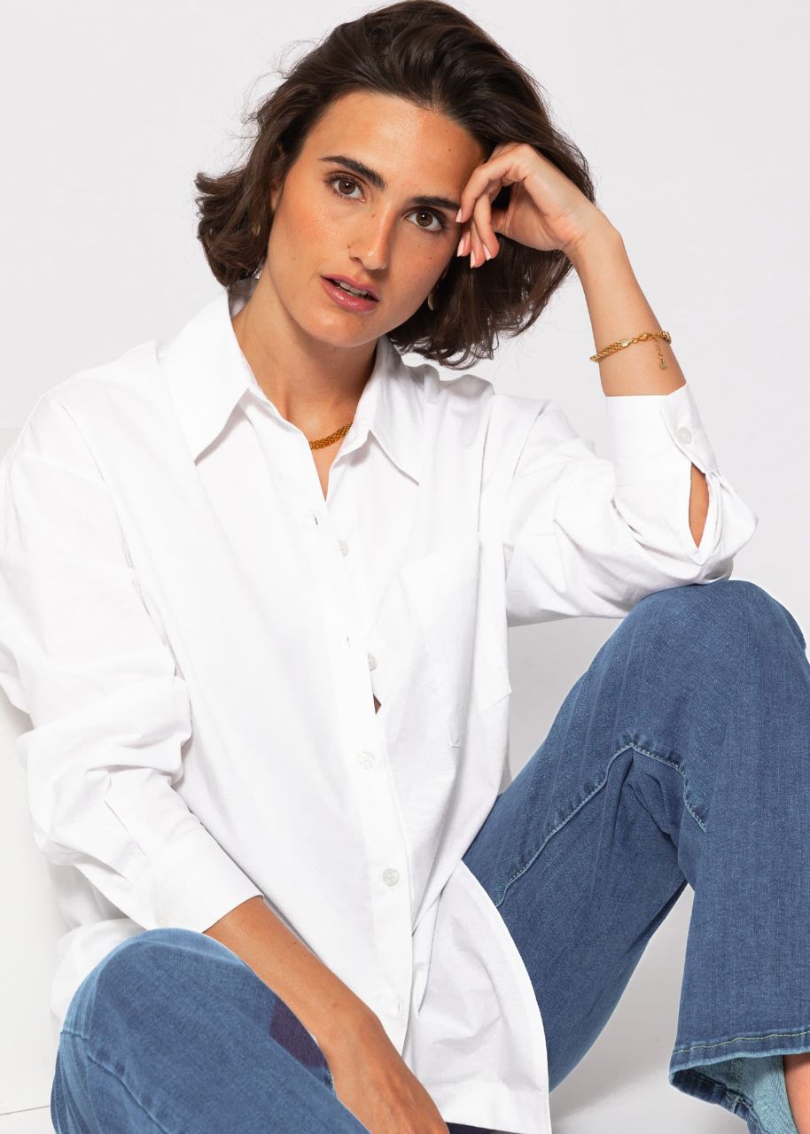 Long cotton blouse - white