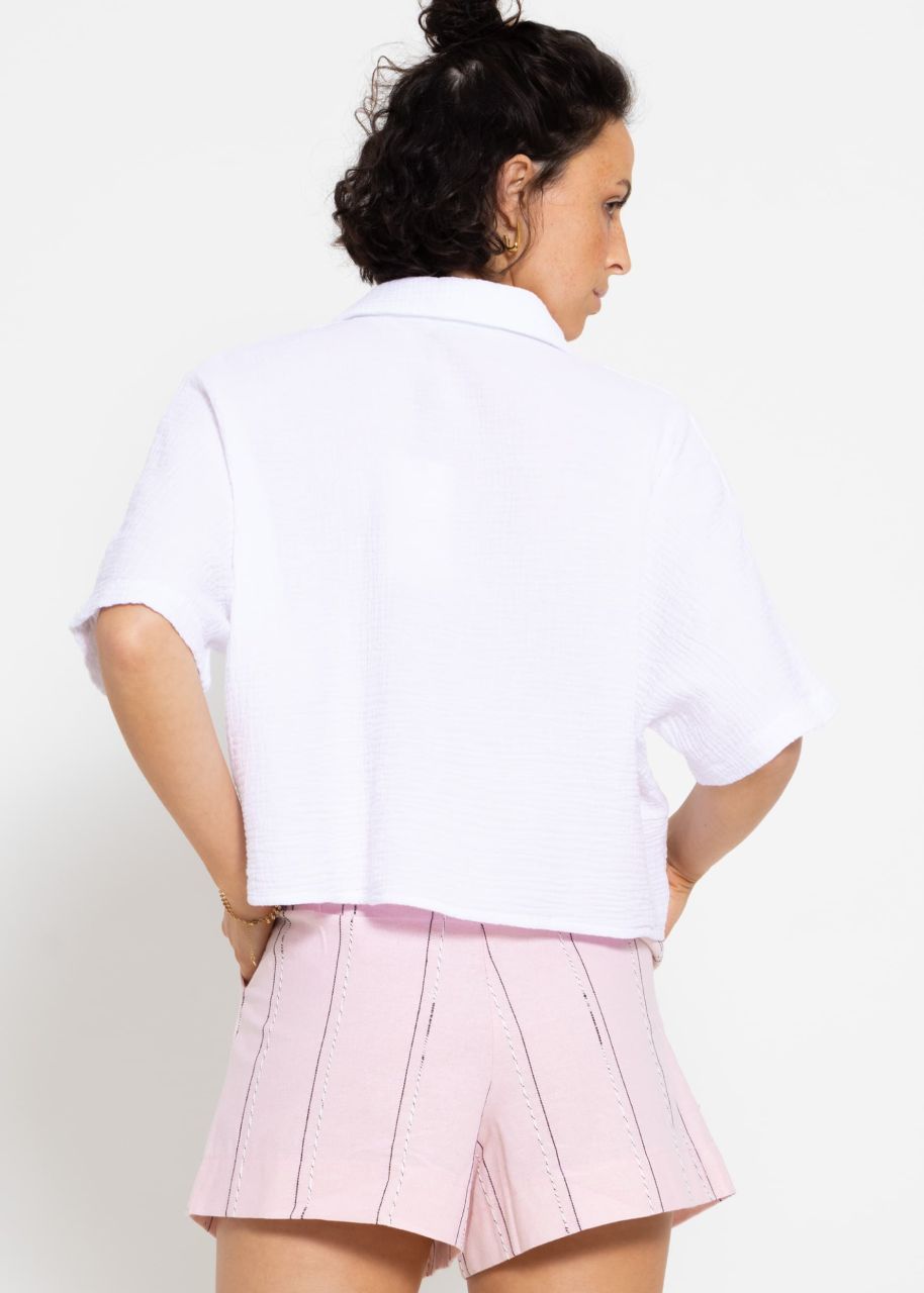 Short sleeve muslin blouse - white