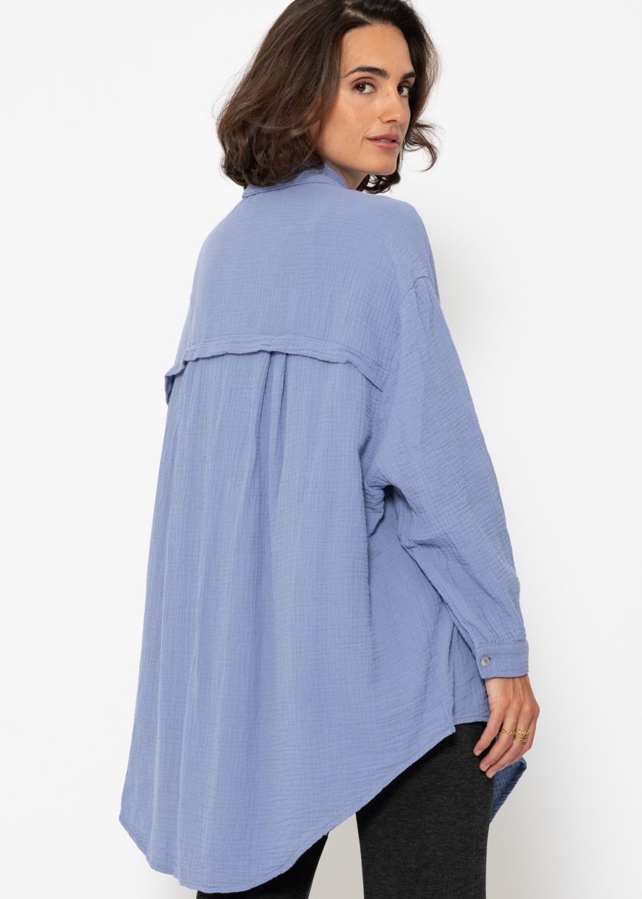 Muslin blouse oversize, blue