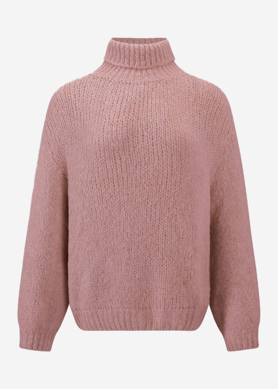 Oversize turtleneck sweater - powder pink