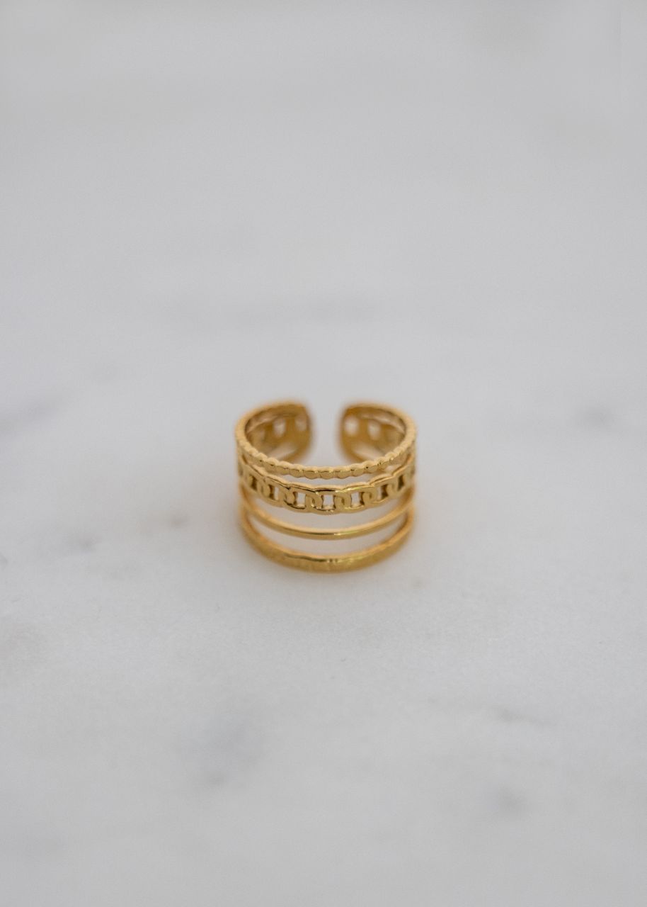 Ring mit Kettendetail, gold