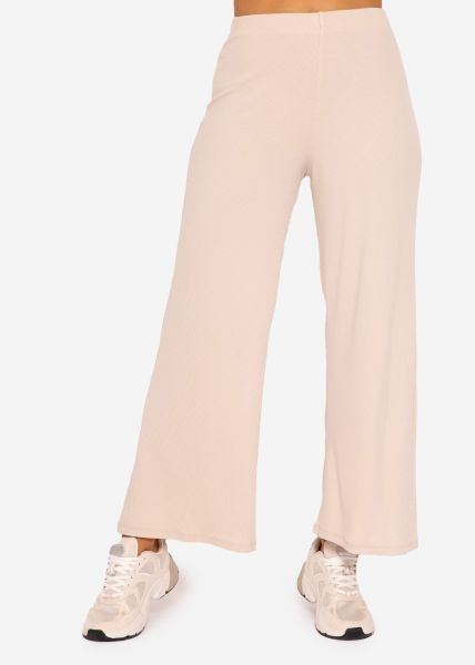 Ankle length rip jersey pants, beige