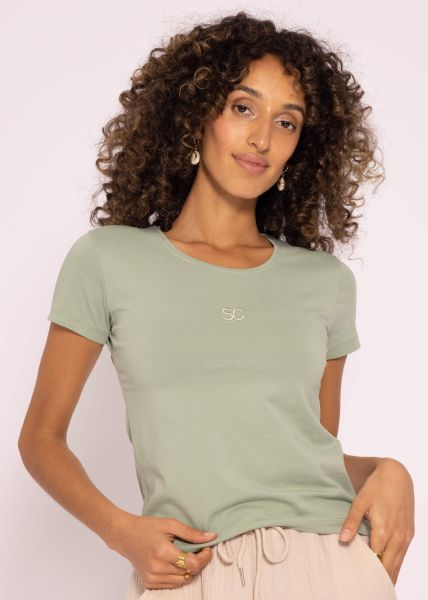 T-shirt with small embroidery, green