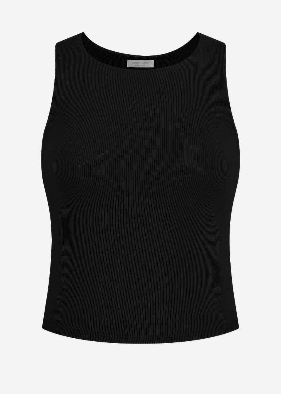 Tank top with neckline - black