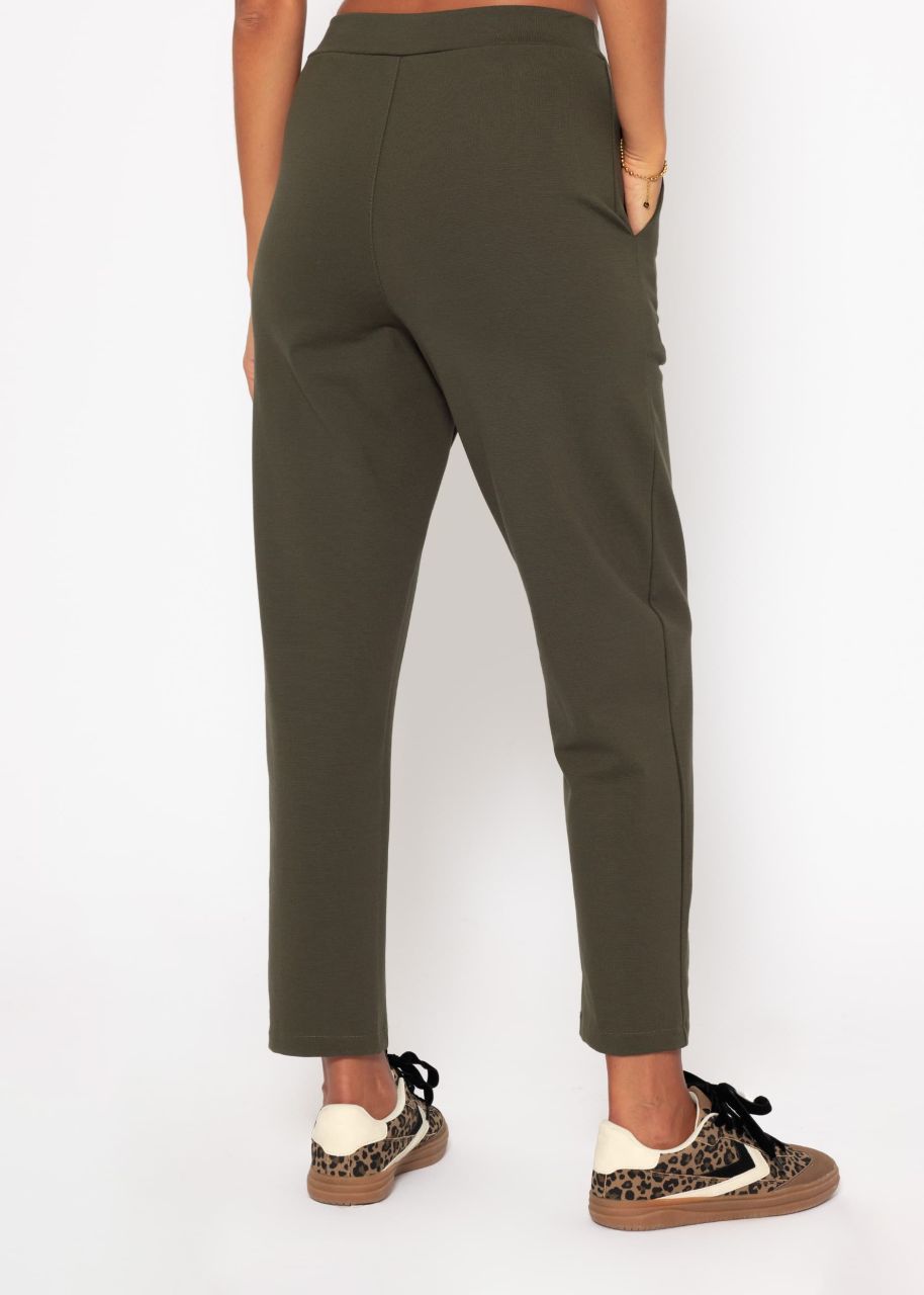 Jersey chinos with decorative stitching - khaki