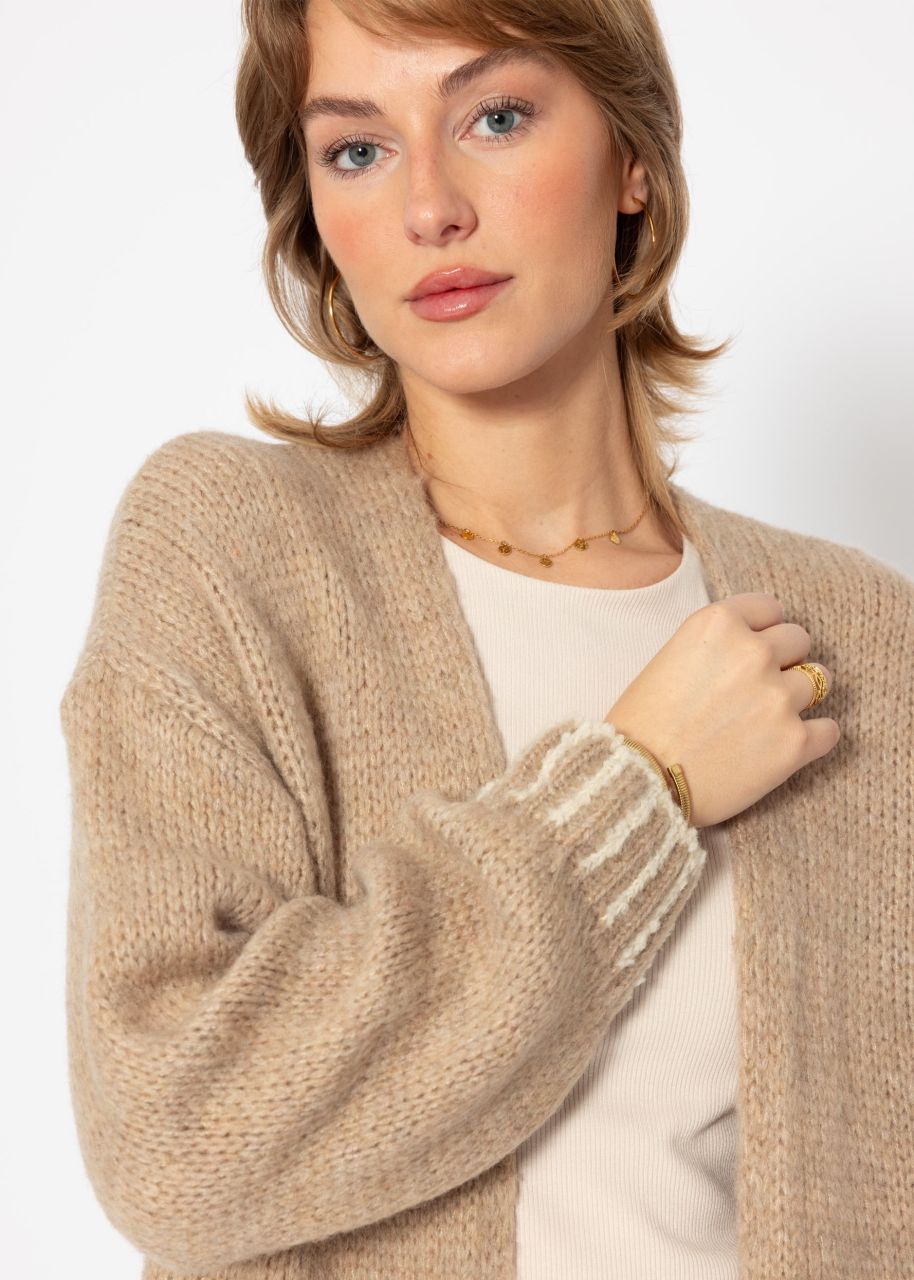 Loose-fitting cardigan with emphasised hem - camel