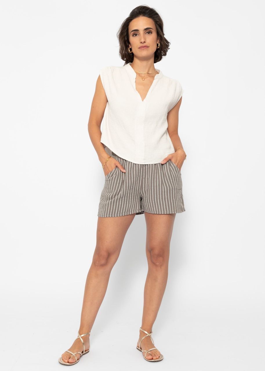 Striped muslin shorts - taupe