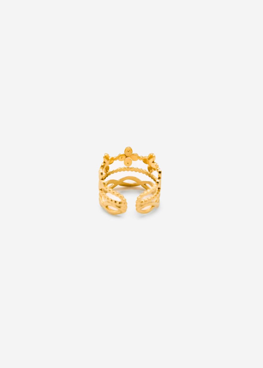 Ring with triple design - gold