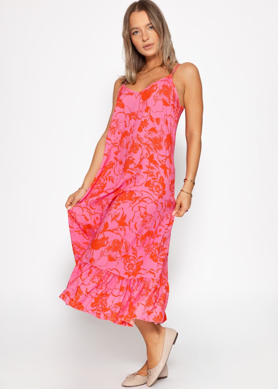 Maxi dress with floral print - pink