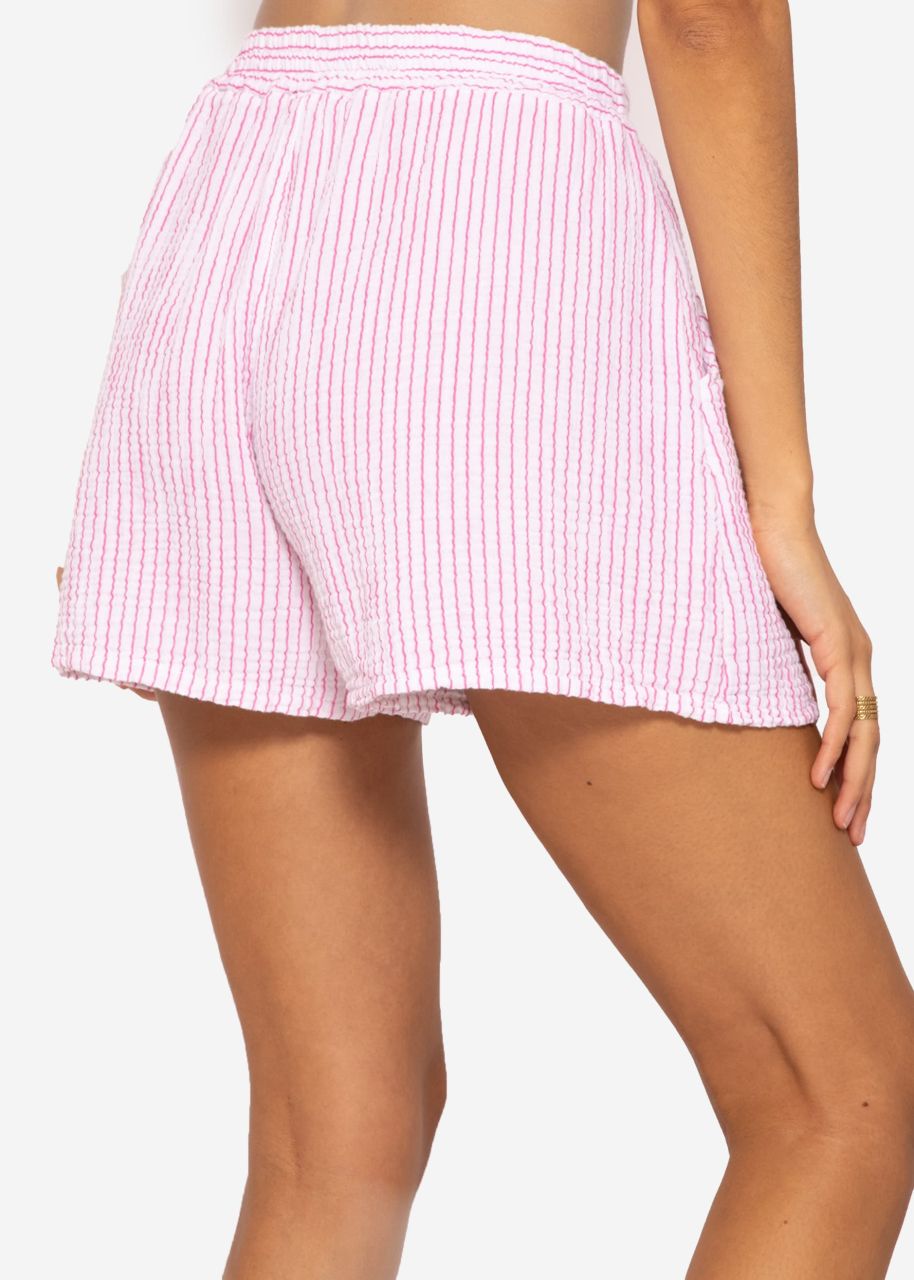 Striped muslin shorts, pink/white
