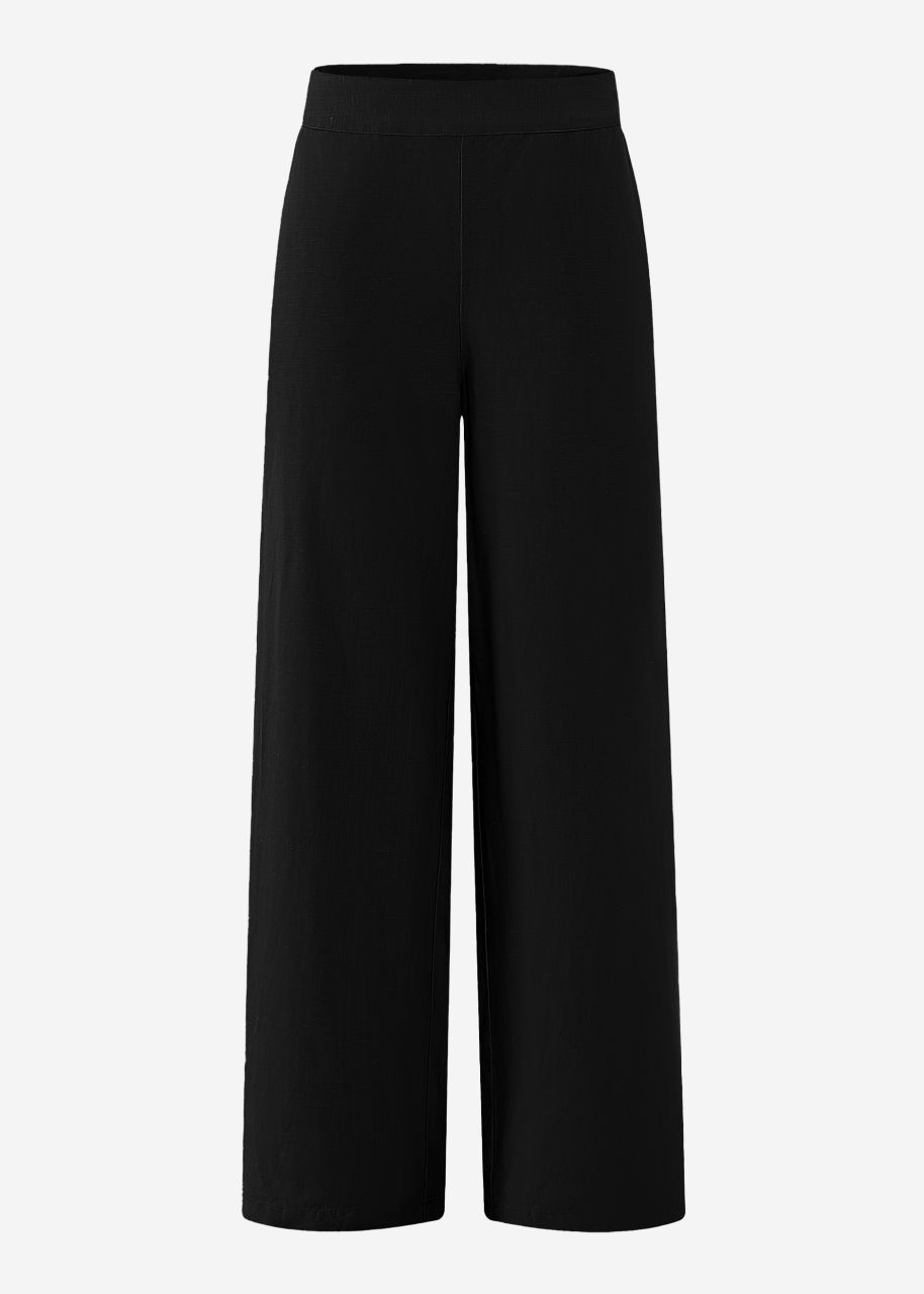 Linen straight leg trousers - black