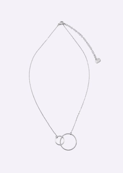 Necklace with 2 circles, silver
