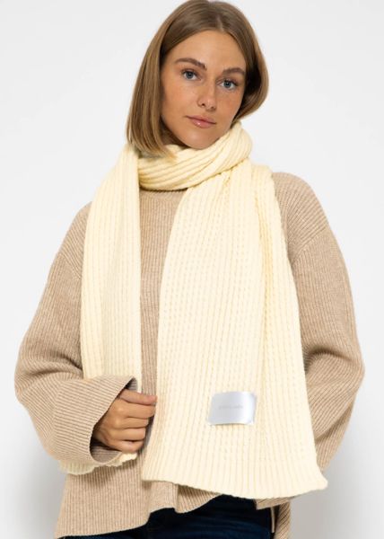 Ribbed knitted scarf - offwhite