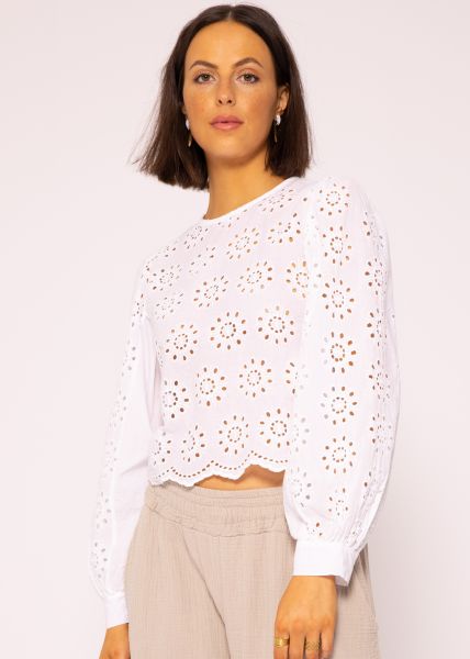 Lace blouse top, white