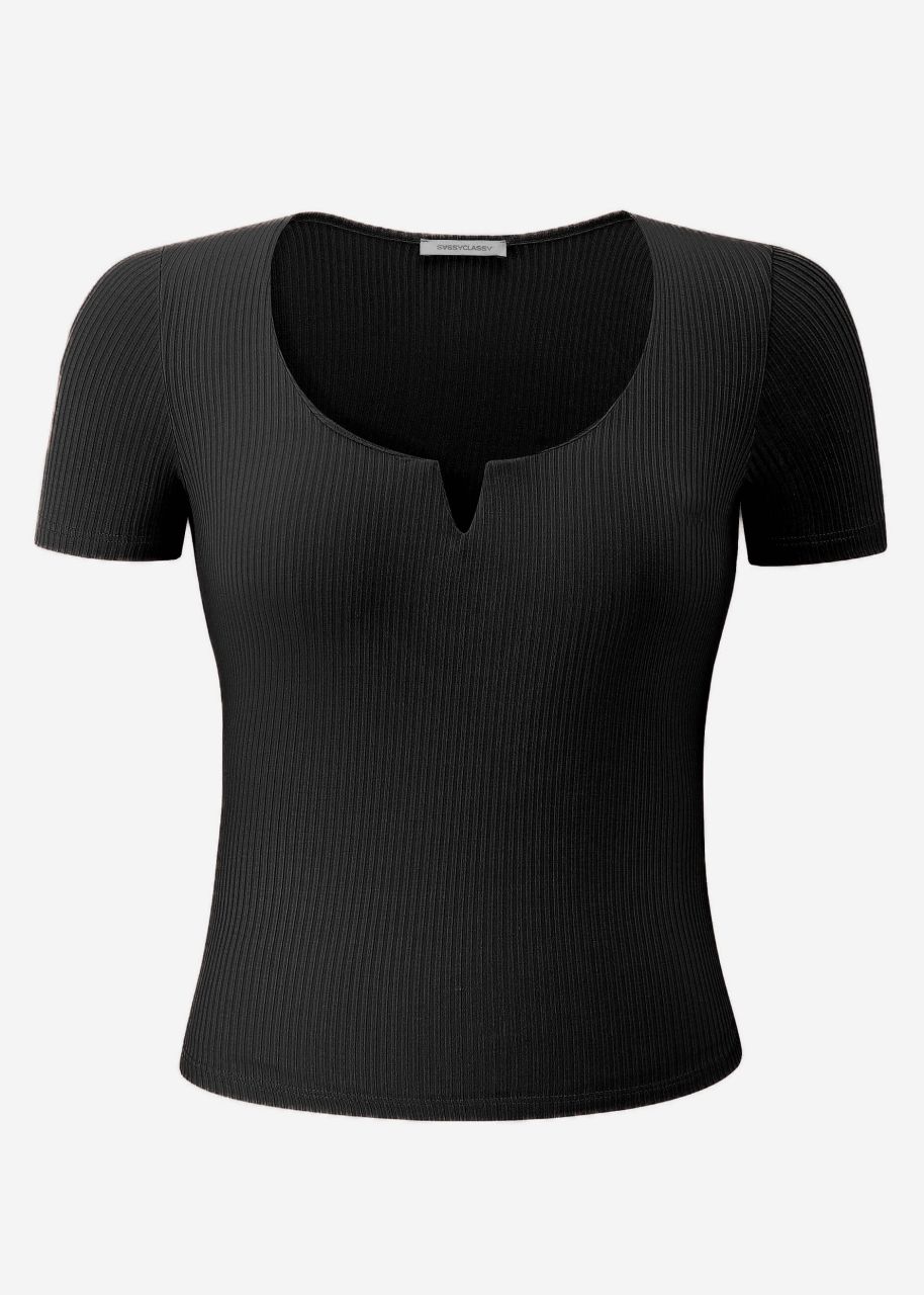 Ribbed T-shirt - black