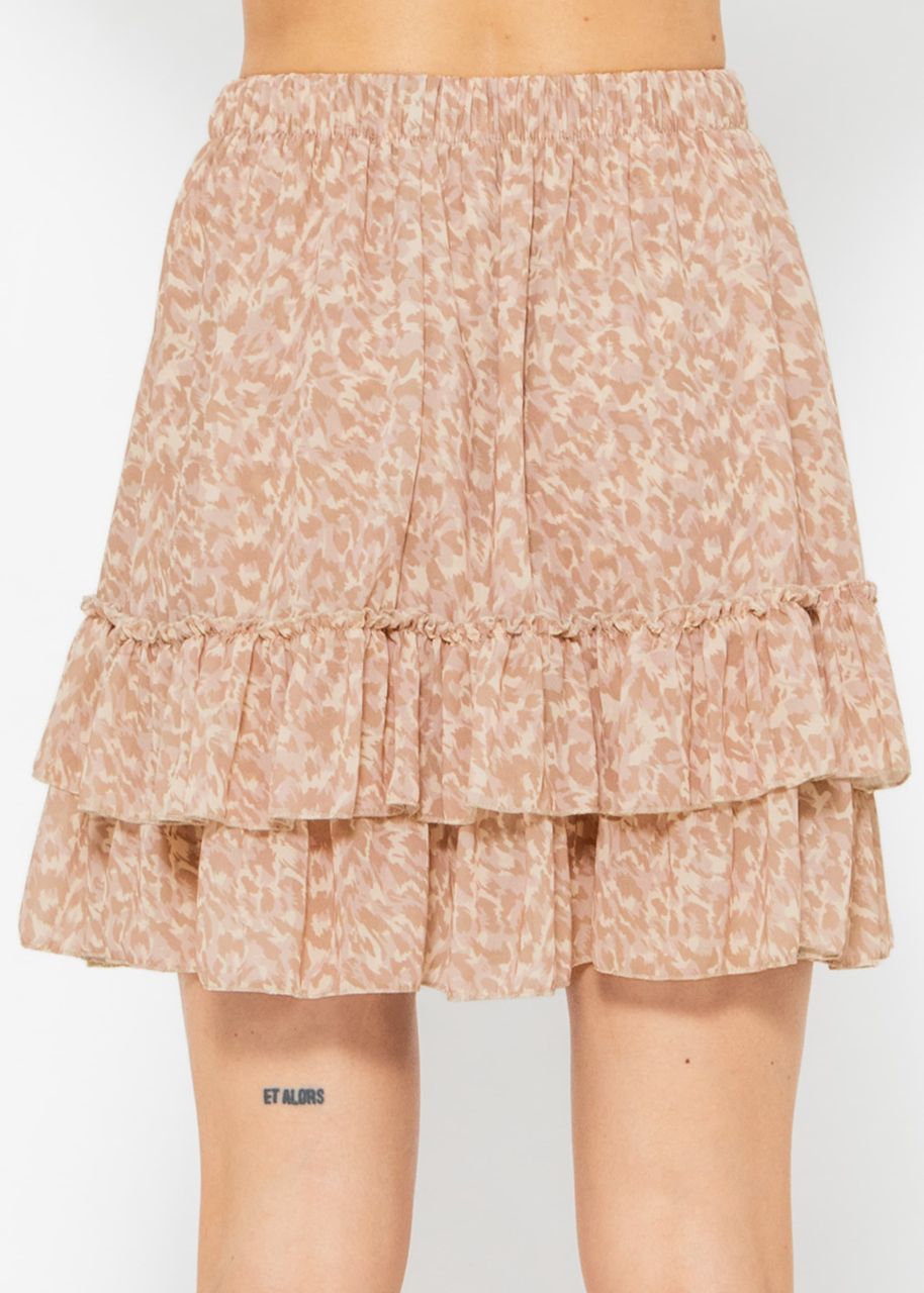 Ruffled skirt with print - beige