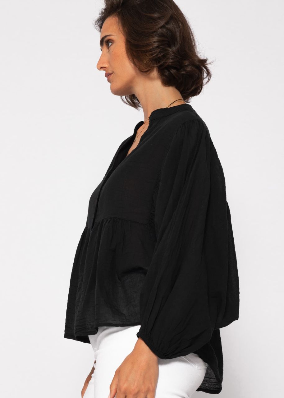 Oversize cotton voile blouse - black