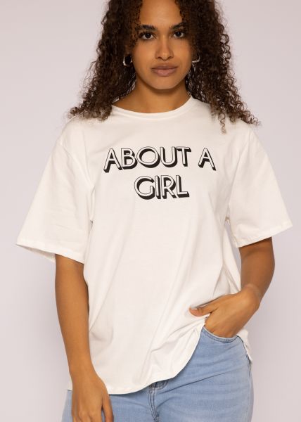 Boyfriend shirt "ABOUT A GIRL", offwhite