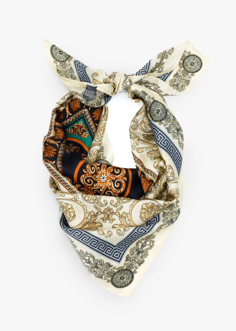 Scarf with colorful print - beige