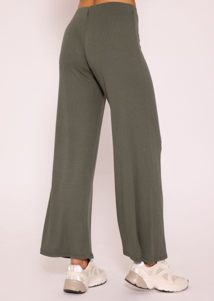 Ankle length rip jersey pants, khaki