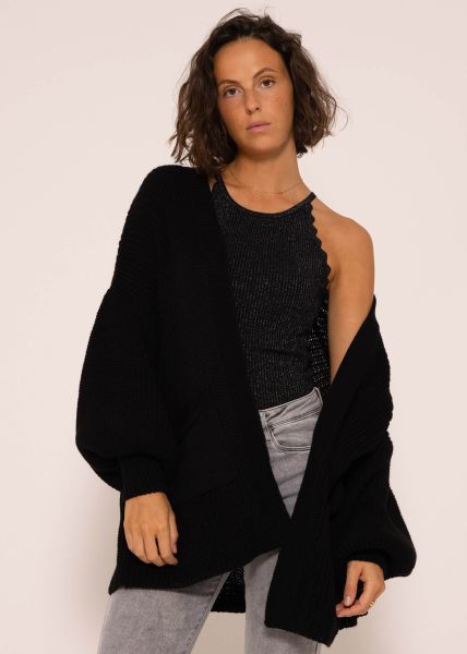 Knitted cardigan with pockets - black