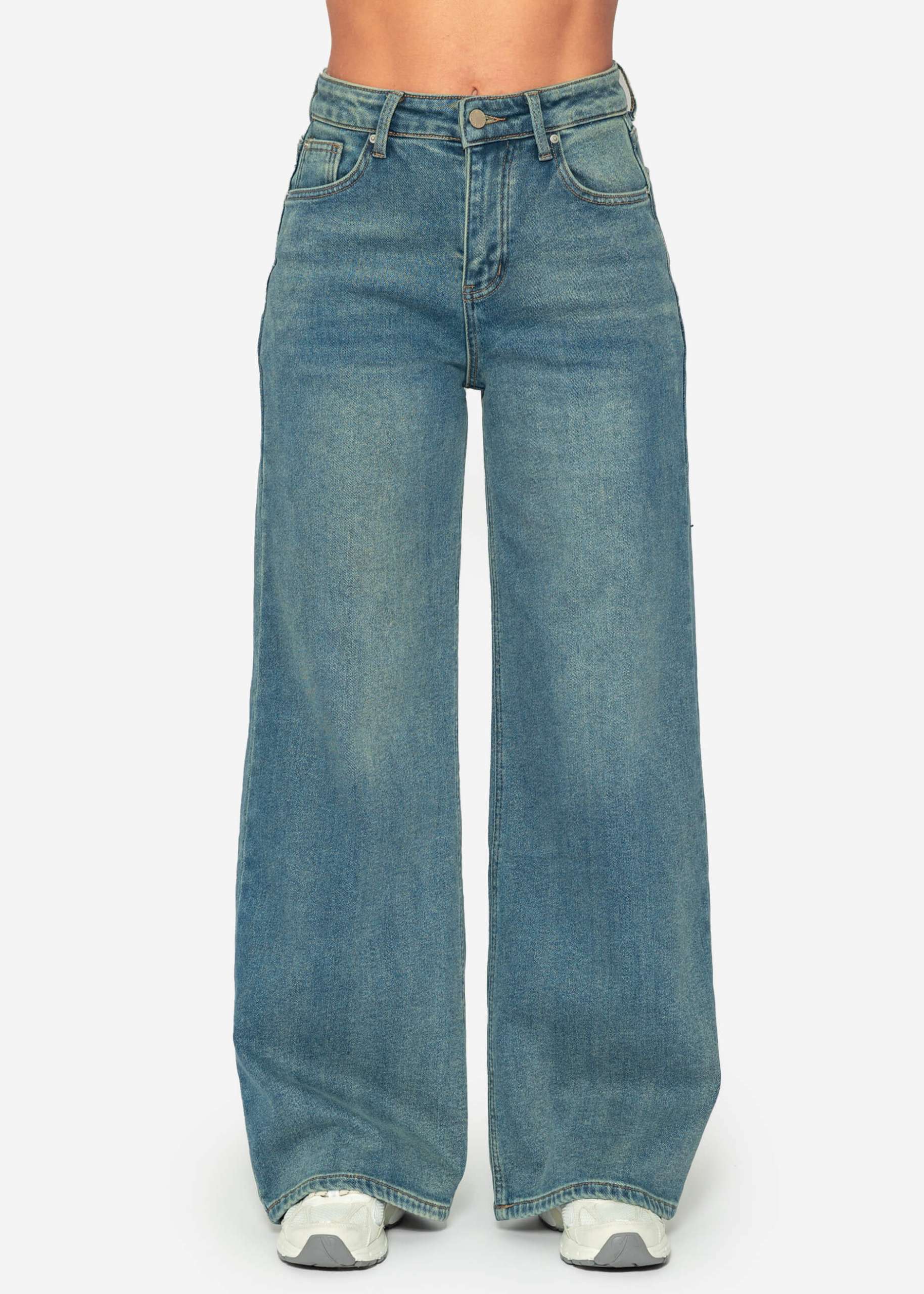 Thermal jeans with wide leg - blue