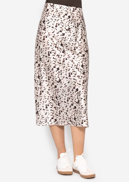 Satin skirt with animal print - beige