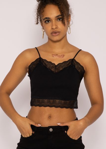 Bustier top with lace, black